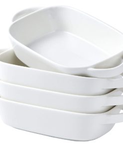 Bruntmor Set Of 4 Ceramic 9x5 Baking Dish Oven Safe Roasting Pan Small Casserole Bakeware with Handle Rectangular Dish